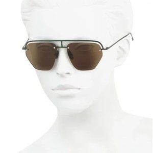 Smoke x Mirrors Brown Aviator Browline Lightweight Beta Titanium Sunglasses